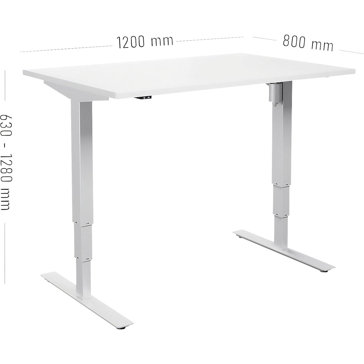 Atlanta desk, electrically height adjustable, straight, WxD 1200 x 800 mm, white/white.