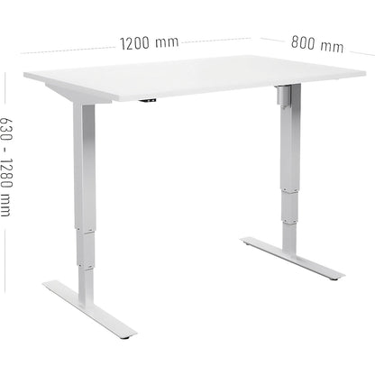 Atlanta desk, electrically height adjustable, straight, WxD 1200 x 800 mm, white/white.
