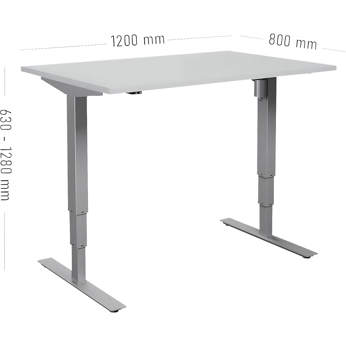 Atlanta desk, electrically height adjustable, straight, WxD 1200 x 800 mm, light grey/silver.