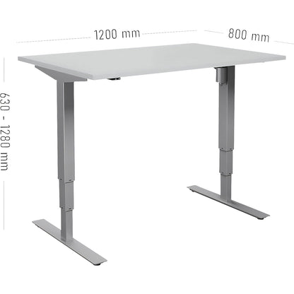 Atlanta desk, electrically height adjustable, straight, WxD 1200 x 800 mm, light grey/silver.
