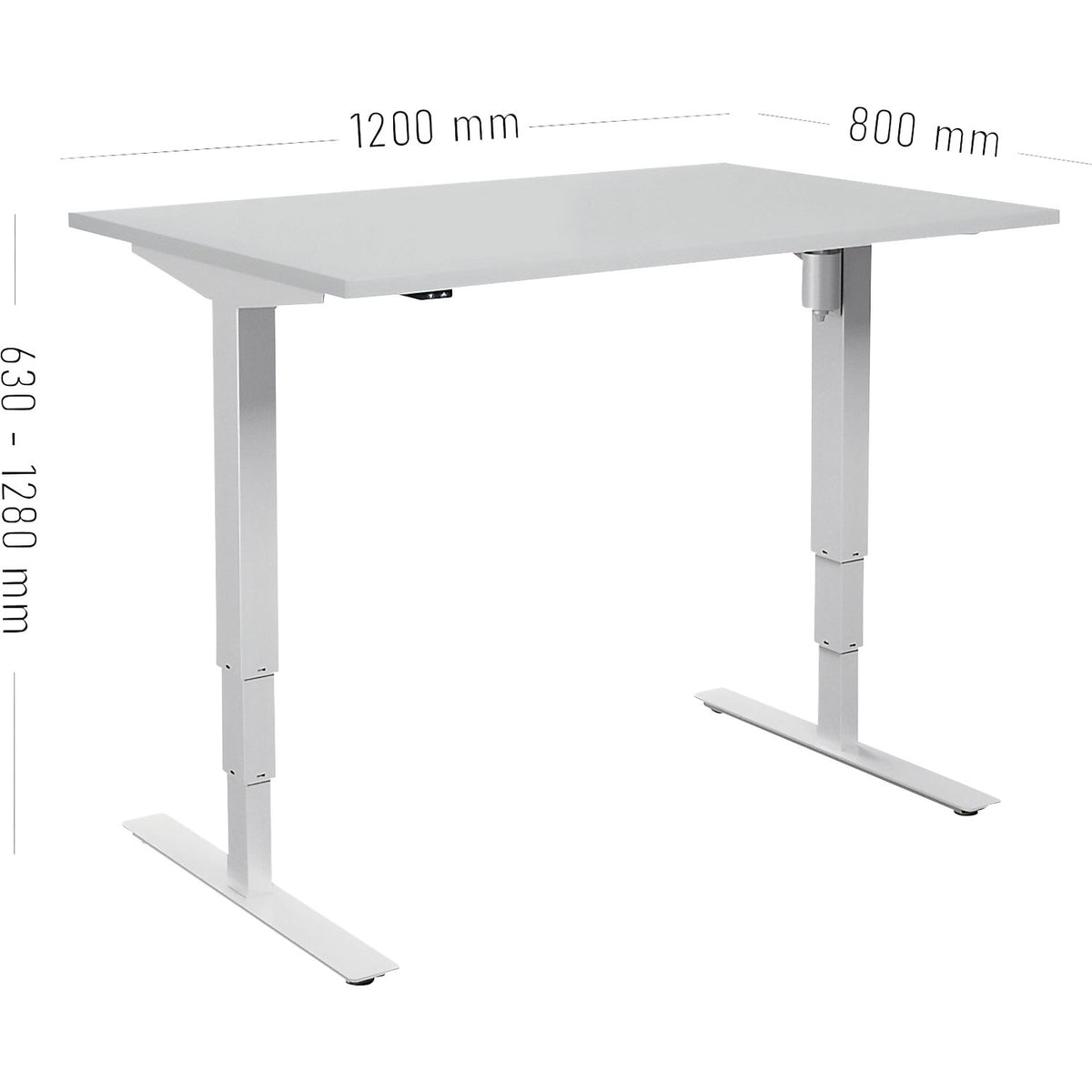 Atlanta desk, electrically height adjustable, straight, WxD 1200 x 800 mm, light grey/white.