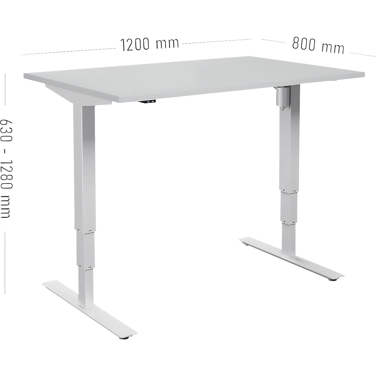 Atlanta desk, electrically height adjustable, straight, WxD 1200 x 800 mm, light grey/white.