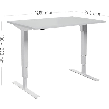 Atlanta desk, electrically height adjustable, straight, WxD 1200 x 800 mm, light grey/white.