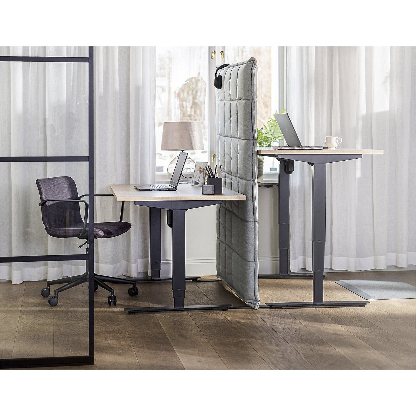 Atlanta desk, electrically height adjustable, straight, WxD 1200 x 800 mm, birch/white.