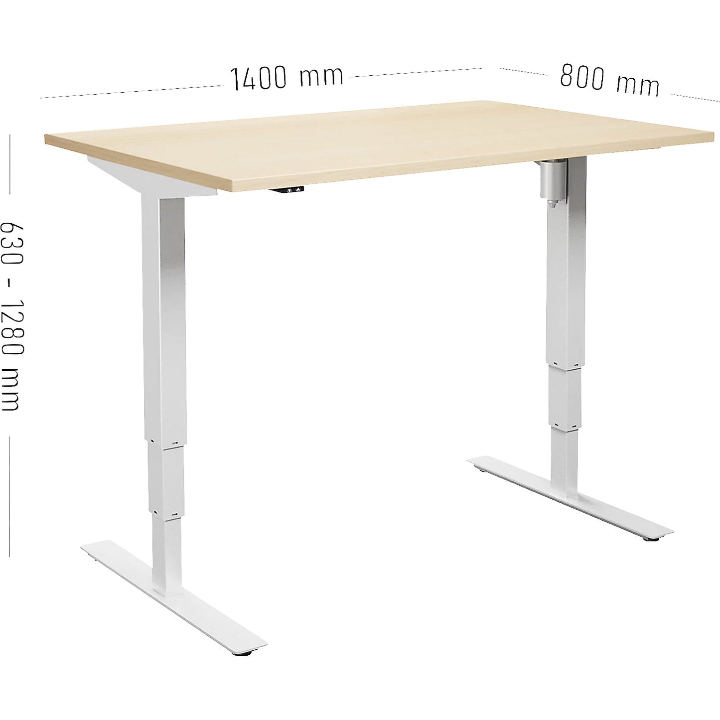 Atlanta desk, electrically height adjustable, straight, WxD 1400 x 800 mm, birch/white.
