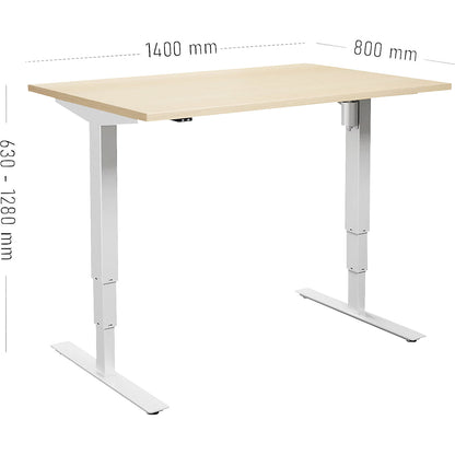 Atlanta desk, electrically height adjustable, straight, WxD 1400 x 800 mm, birch/white.
