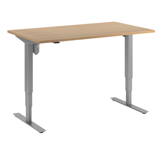 Atlanta desk, electrically height adjustable, straight, WxD 1400 x 800 mm, beech/silver.