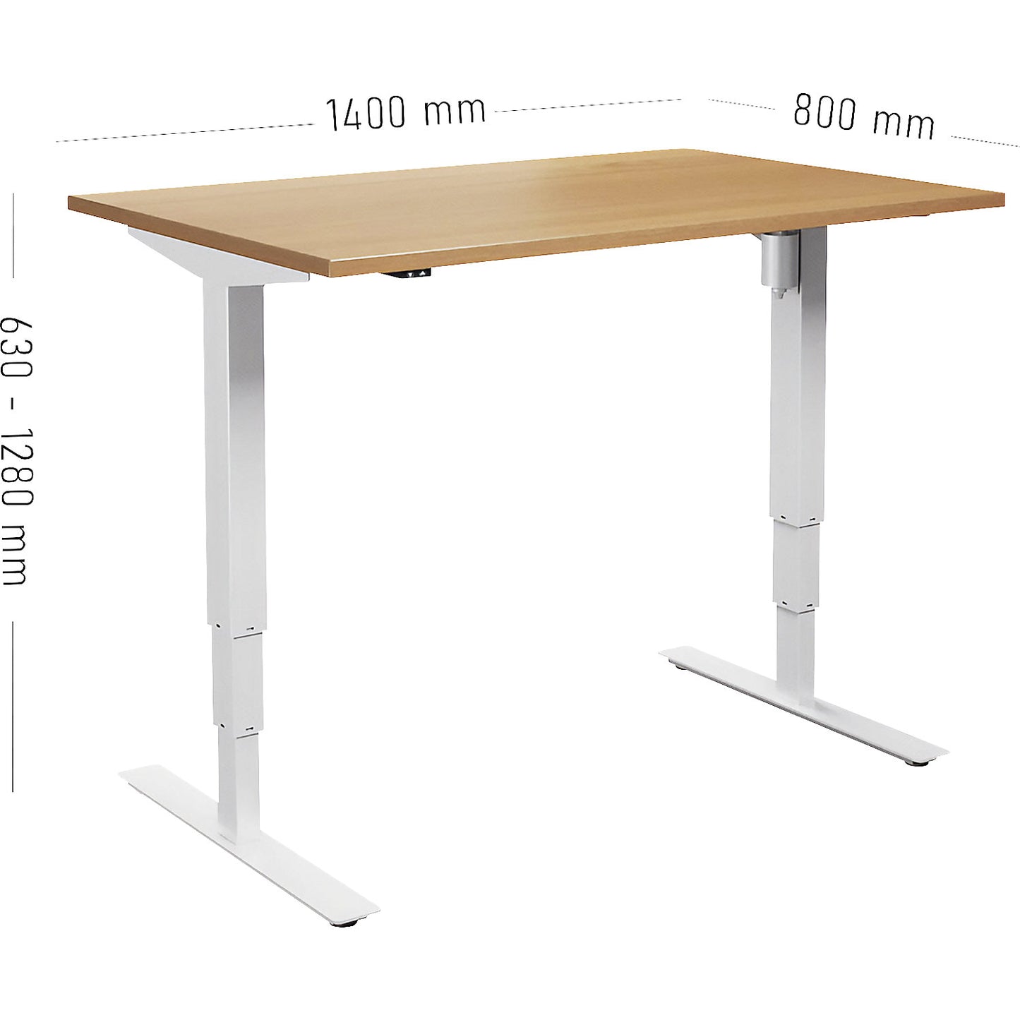 Atlanta desk, electrically height adjustable, straight, WxD 1400 x 800 mm, beech/white.