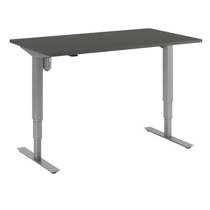 Atlanta desk, electrically height adjustable, straight, WxD 1400 x 800 mm, dark grey/silver.