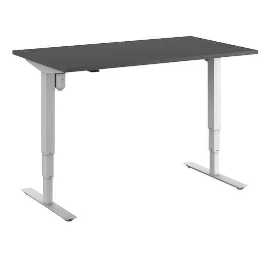 Atlanta desk, electrically height adjustable, straight, WxD 1400 x 800 mm, dark grey/white.