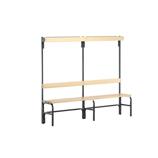Changing room bench with hook strips, on one side, 4 hooks 1500 mm, charcoal.