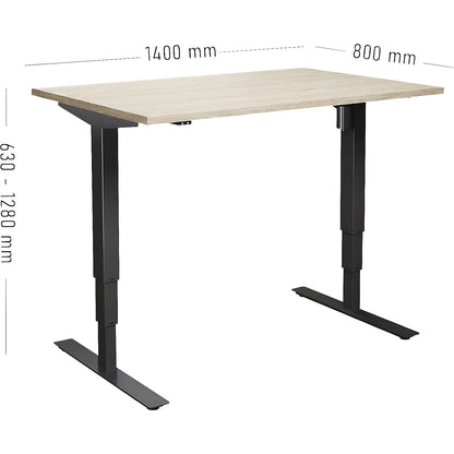 Atlanta desk, electrically height adjustable, straight, WxD 1400 x 800 mm, oak/black.