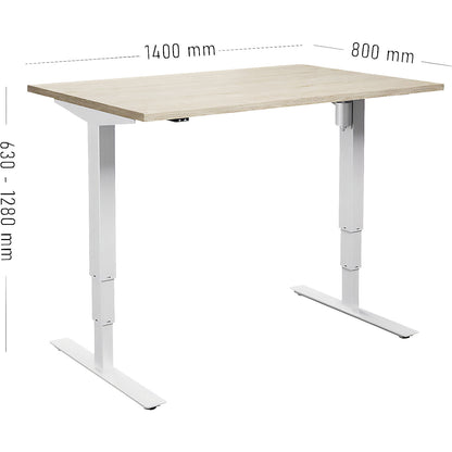 Atlanta desk, electrically height adjustable, straight, WxD 1400 x 800 mm, oak/white.