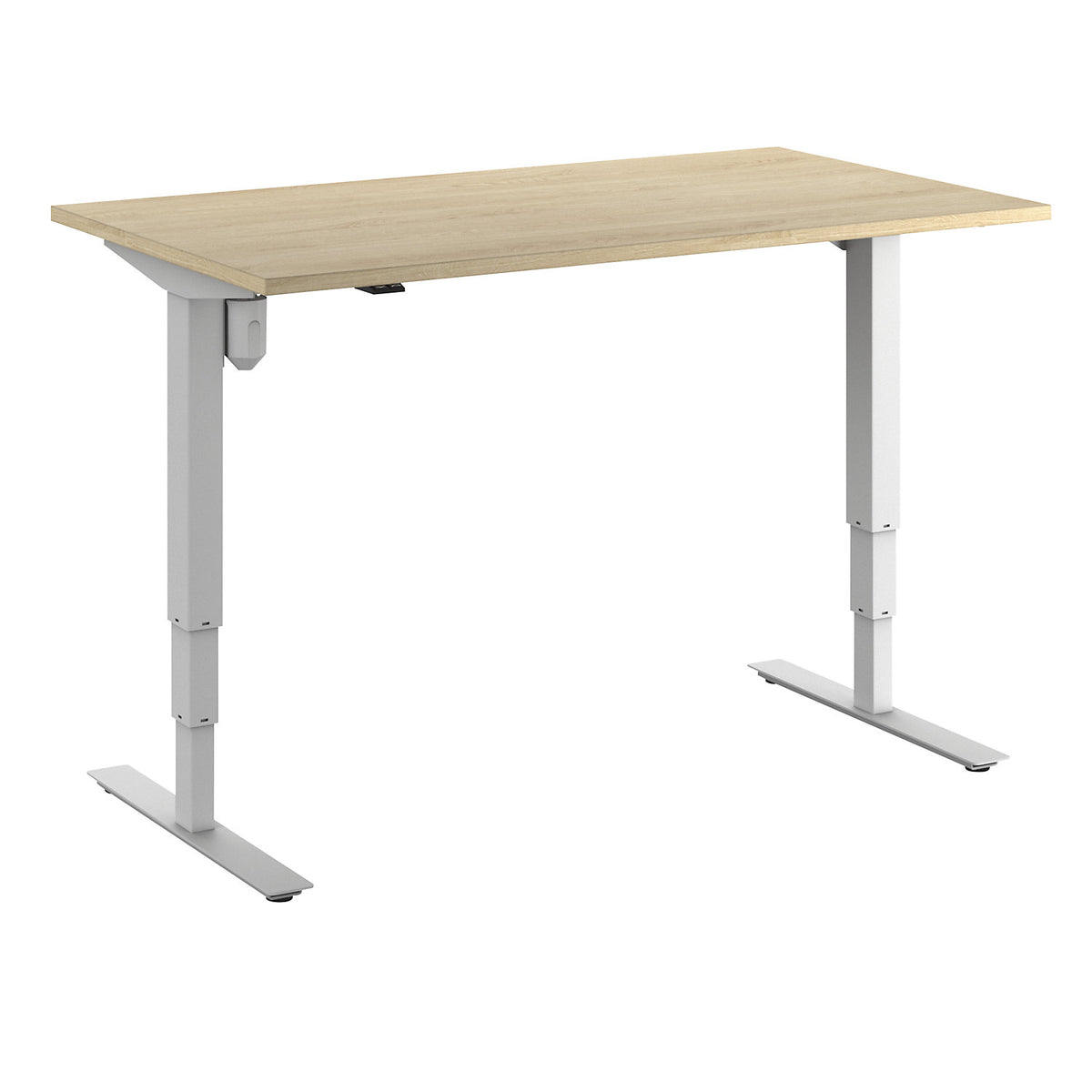 Atlanta desk, electrically height adjustable, straight, WxD 1400 x 800 mm, oak/white.