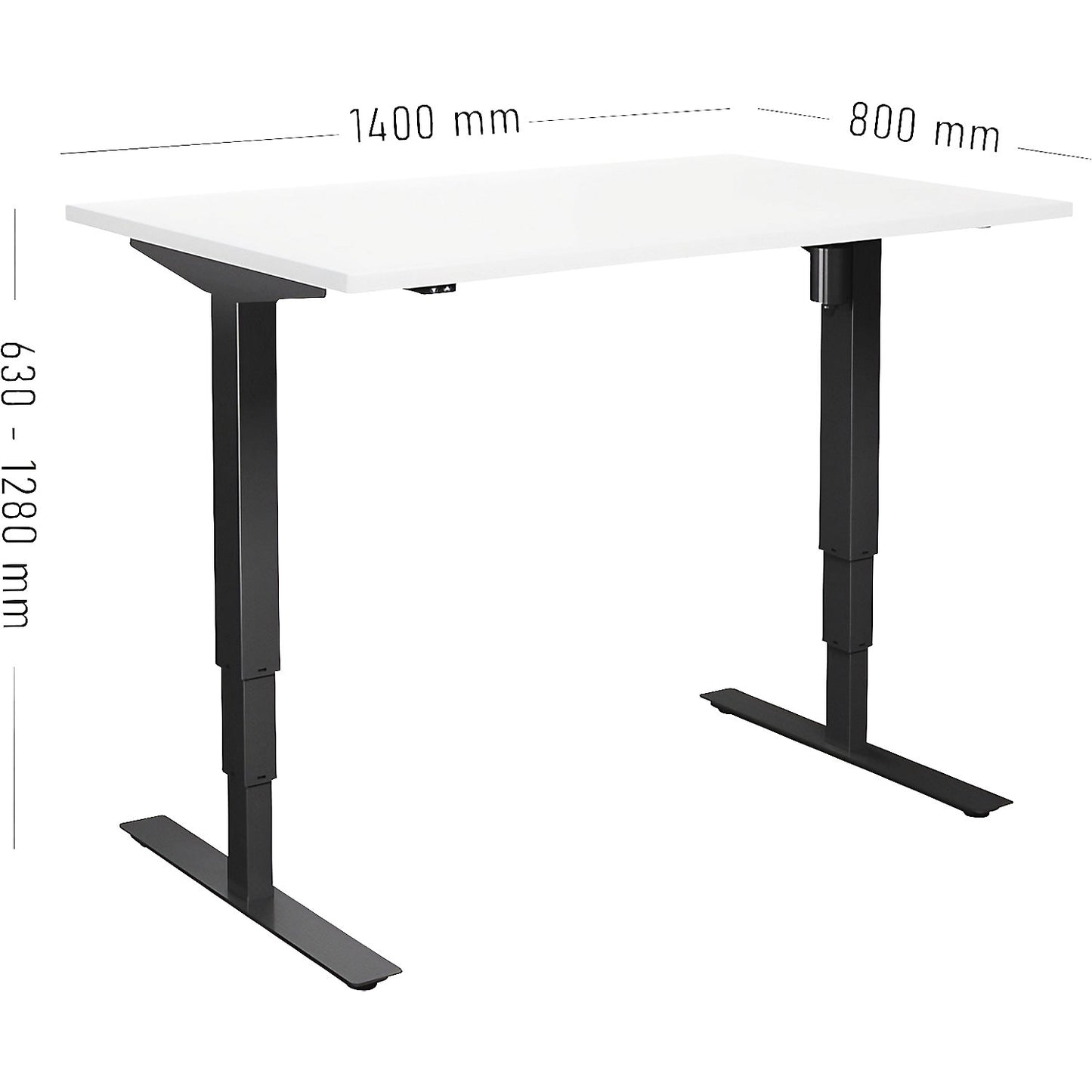 Atlanta desk, electrically height adjustable, straight, WxD 1400 x 800 mm, white/black.
