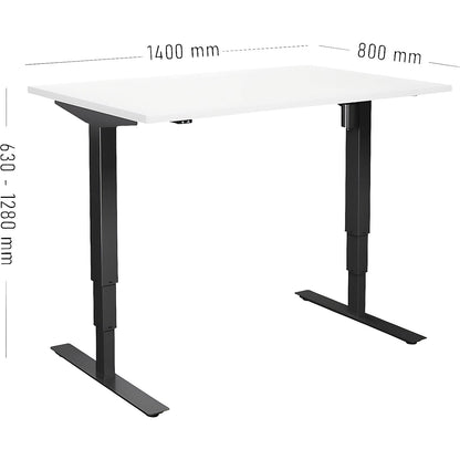 Atlanta desk, electrically height adjustable, straight, WxD 1400 x 800 mm, white/black.