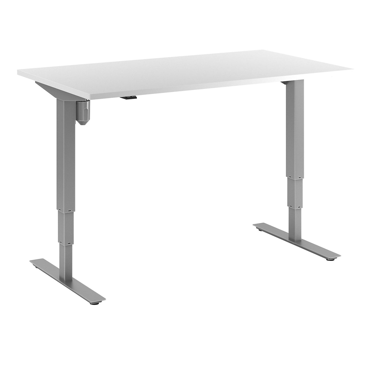 Atlanta desk, electrically height adjustable, straight, WxD 1400 x 800 mm, white/silver.