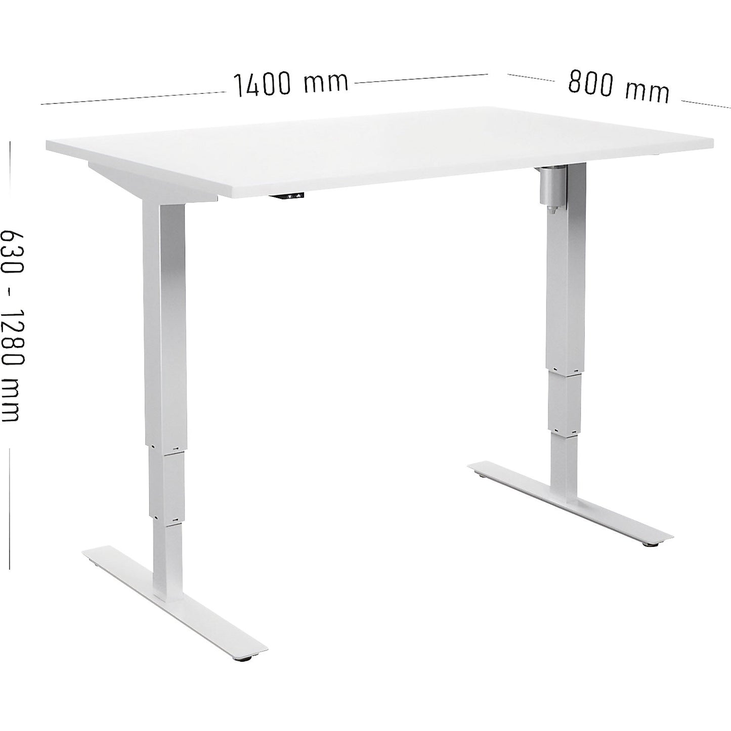 Atlanta desk, electrically height adjustable, straight, WxD 1400 x 800 mm, white/white.