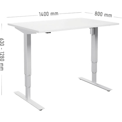 Atlanta desk, electrically height adjustable, straight, WxD 1400 x 800 mm, white/white.