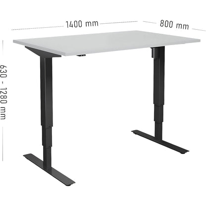 Atlanta desk, electrically height adjustable, straight, WxD 1400 x 800 mm, light grey/black.