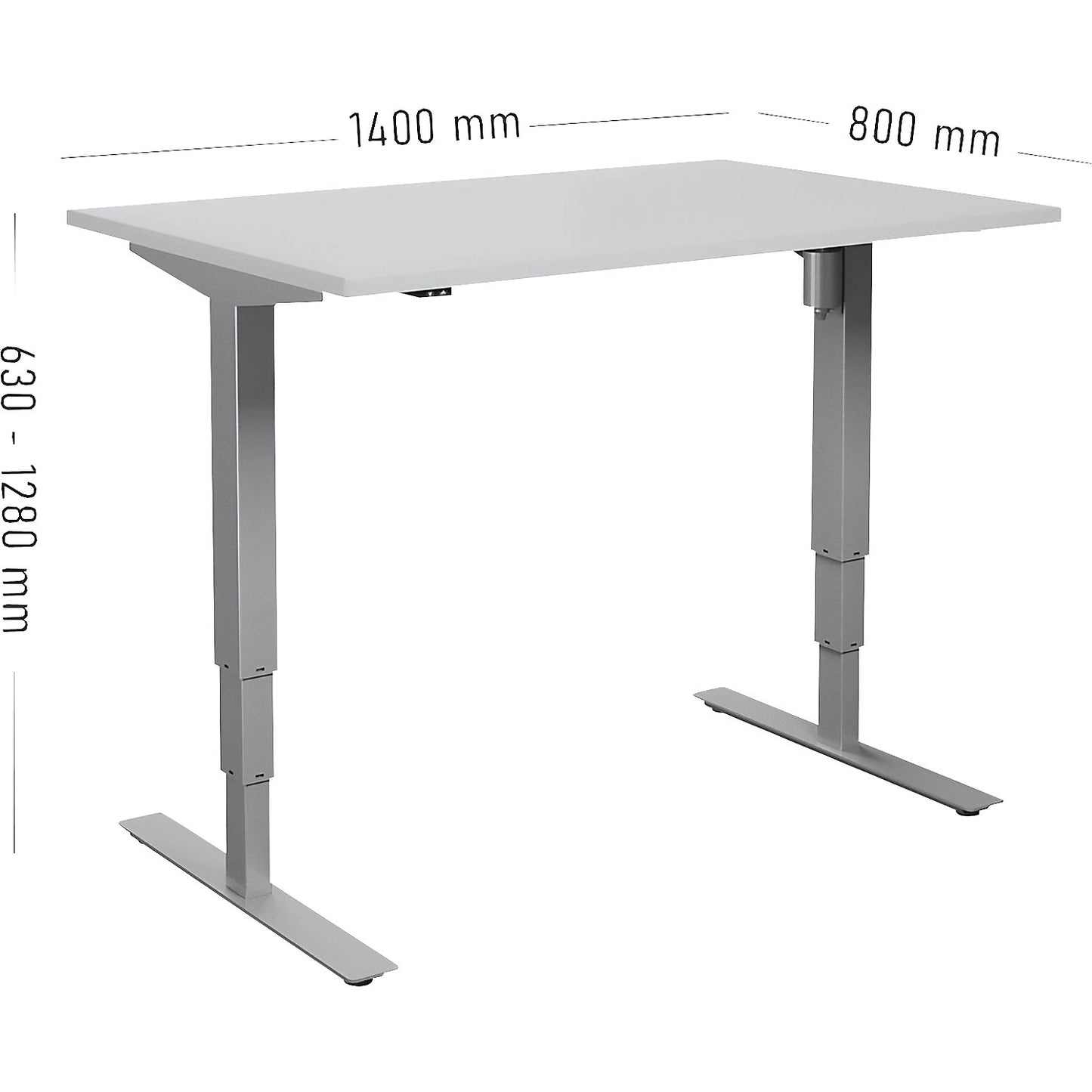 Atlanta desk, electrically height adjustable, straight, WxD 1400 x 800 mm, light grey/silver.