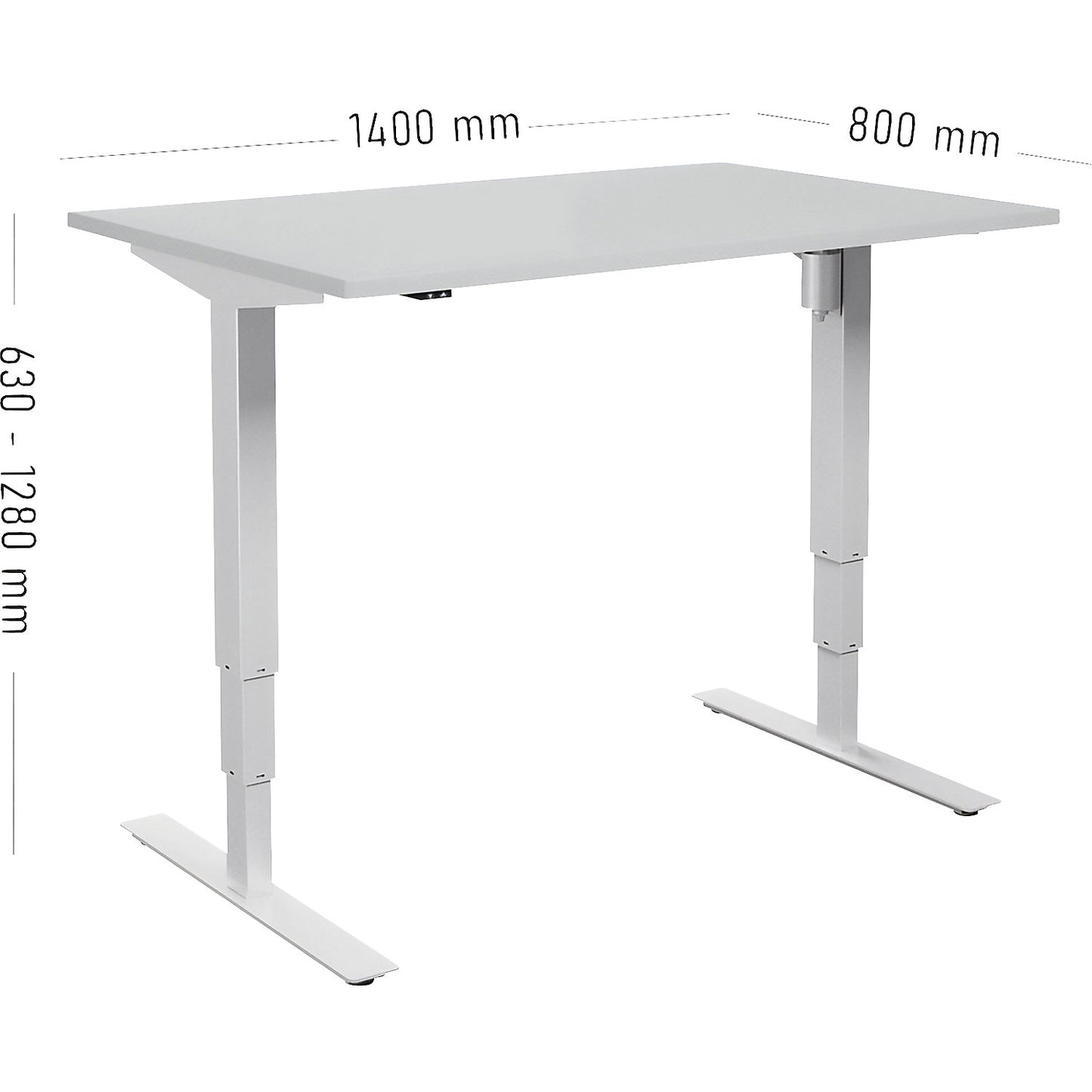 Atlanta desk, electrically height adjustable, straight, WxD 1400 x 800 mm, light grey/white.