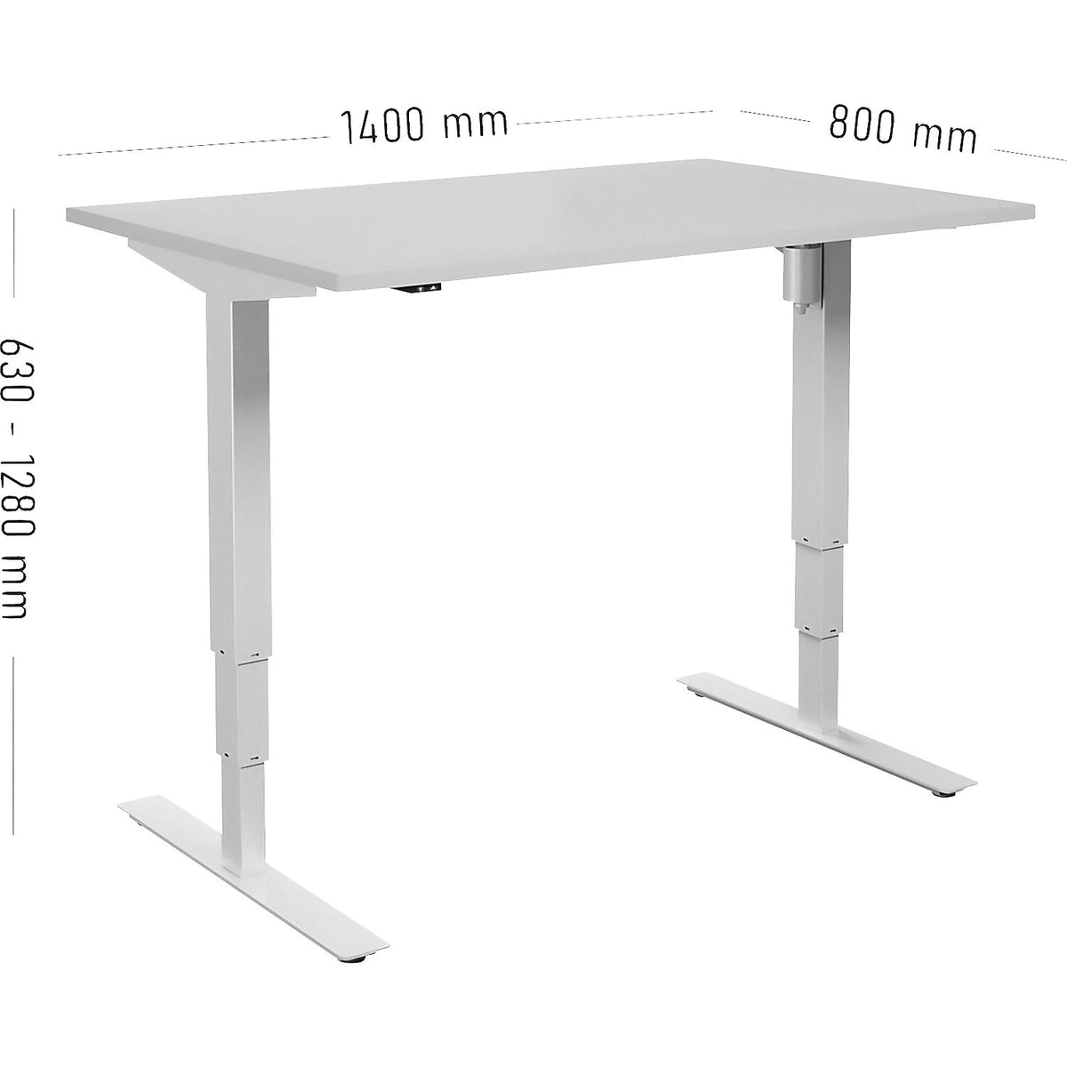 Atlanta desk, electrically height adjustable, straight, WxD 1400 x 800 mm, light grey/white.