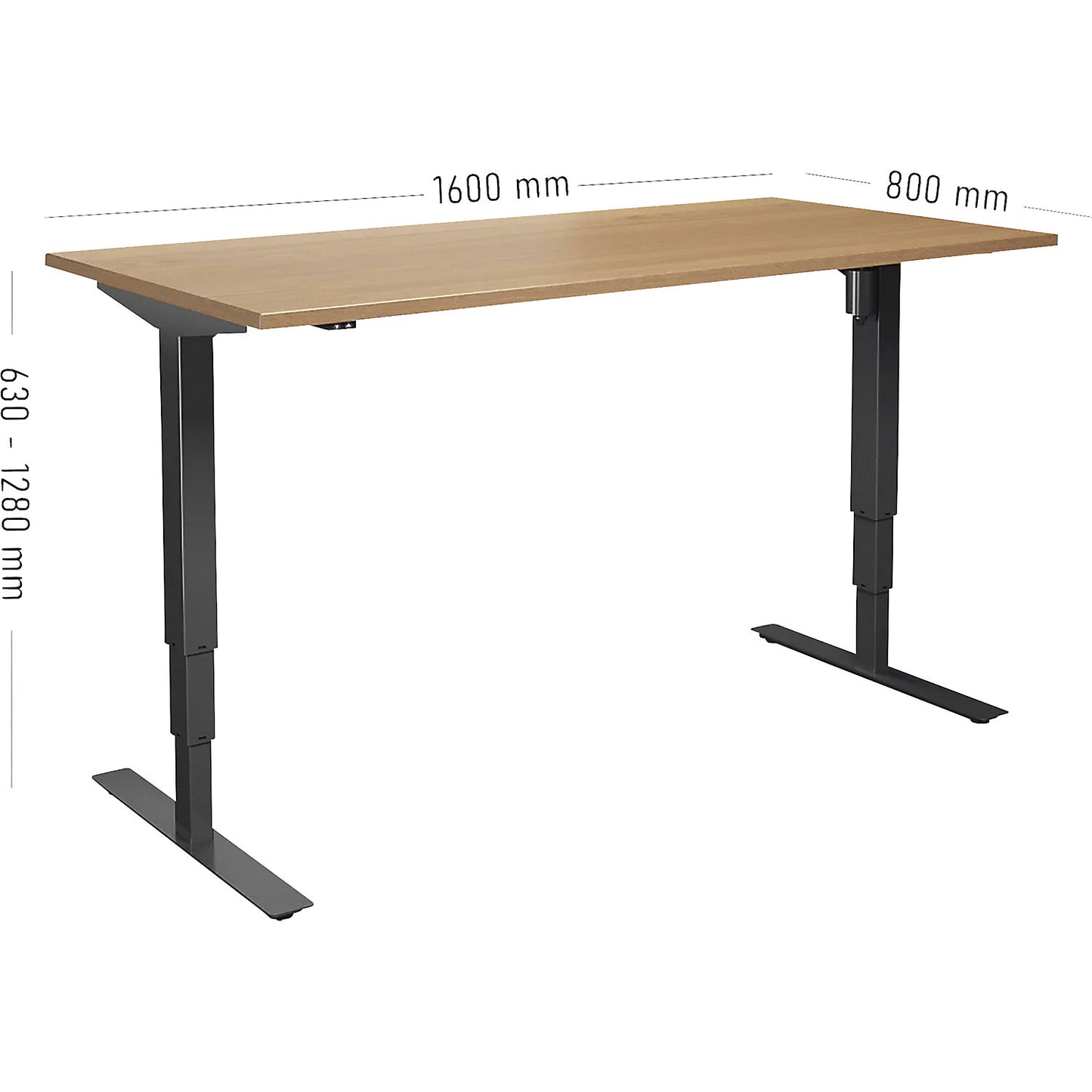 Atlanta desk, electrically height adjustable, straight, WxD 1600 x 800 mm, beech/silver.
