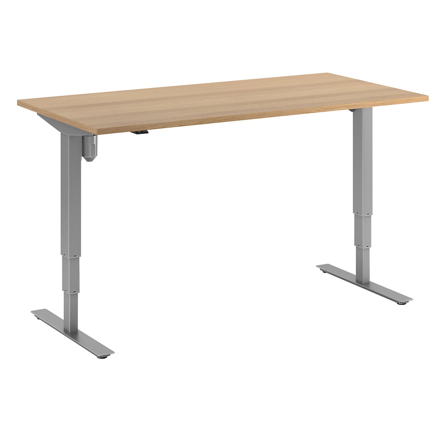 Atlanta desk, electrically height adjustable, straight, WxD 1600 x 800 mm, beech/silver.