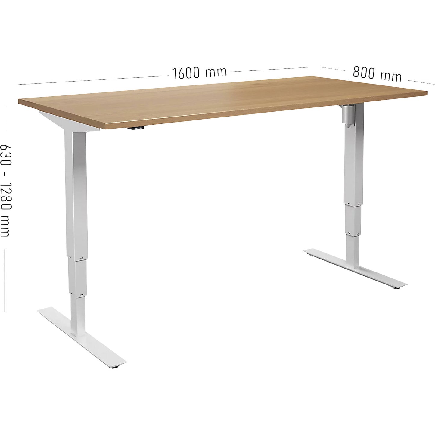 Atlanta desk, electrically height adjustable, straight, WxD 1600 x 800 mm, beech/white.