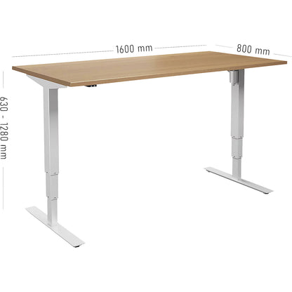 Atlanta desk, electrically height adjustable, straight, WxD 1600 x 800 mm, beech/white.