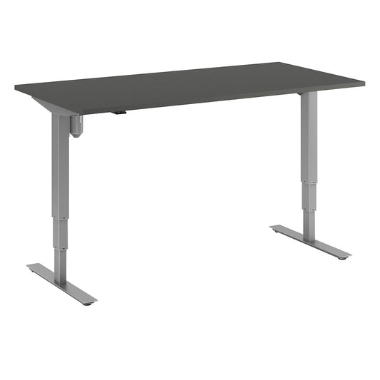 Atlanta desk, electrically height adjustable, straight, WxD 1600 x 800 mm, dark grey/silver.