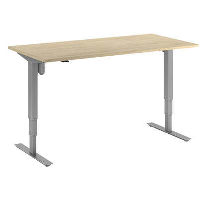 Atlanta desk, electrically height adjustable, straight, WxD 1600 x 800 mm, oak/silver.