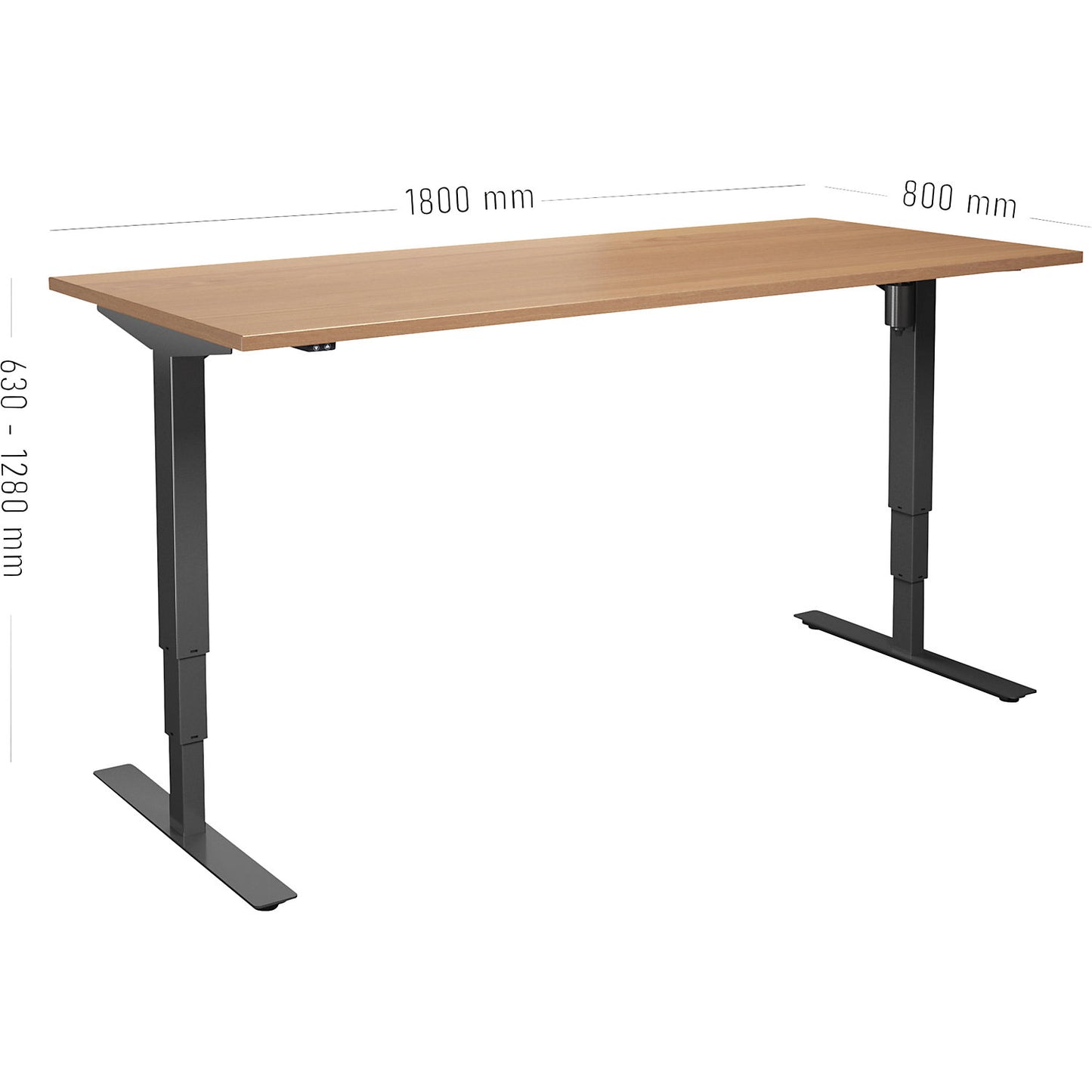 Atlanta desk, electrically height adjustable, straight, WxD 1800 x 800 mm, beech/black.