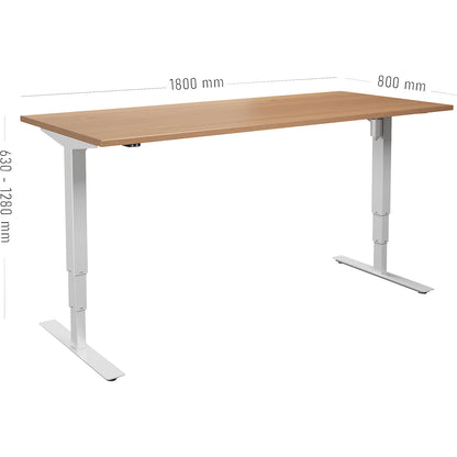 Atlanta desk, electrically height adjustable, straight, WxD 1800 x 800 mm, beech/white.