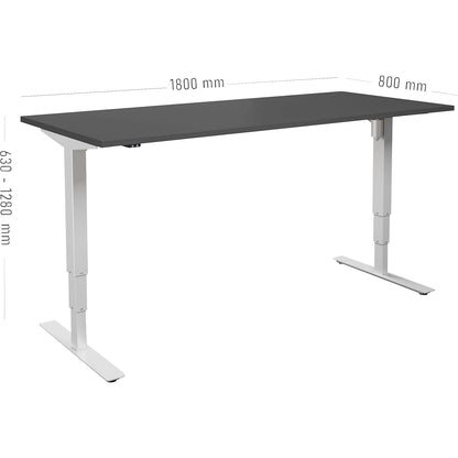 Atlanta desk, electrically height adjustable, straight, WxD 1800 x 800 mm, dark grey/white.