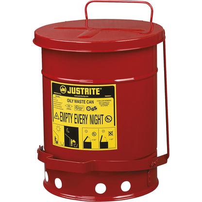 Fire protection container, sheet steel, round, with foot pedal, capacity 20 l.