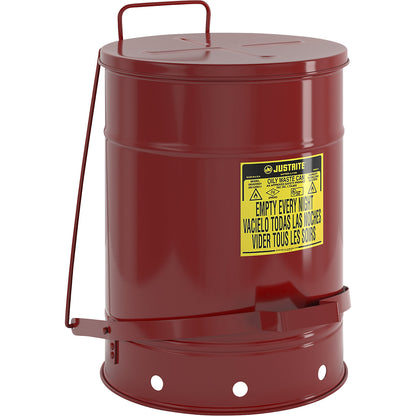 Fire protection container, sheet steel, round, with foot pedal, capacity 53 l.