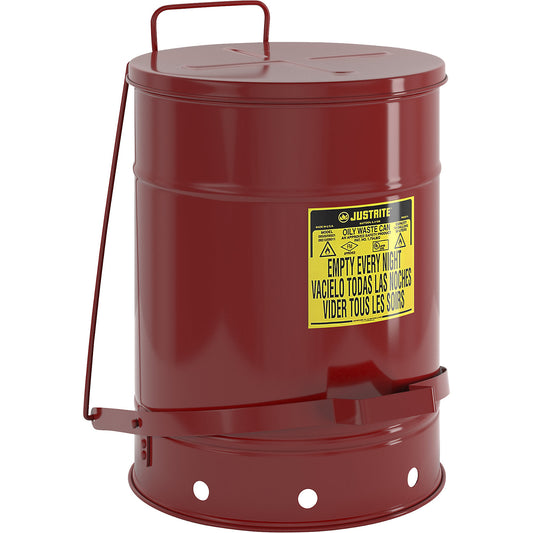Fire protection container, sheet steel, round, with foot pedal, capacity 53 l.