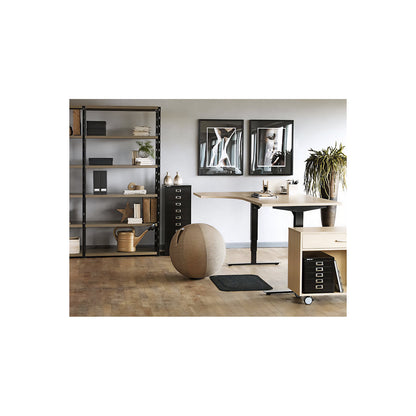 Atlanta desk, electrically height adjustable, corner, WxD 1800 x 1200 mm, light grey/white, left.