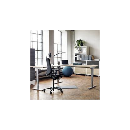 Atlanta desk, electrically height adjustable, L-shaped, WxD 1800 x 2000 mm, dark grey/white, left.