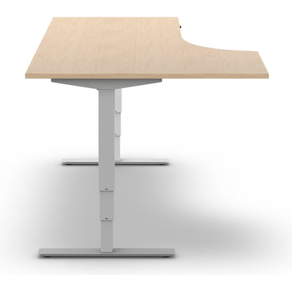 Atlanta desk, electrically height adjustable, corner, WxD 1800 x 1200 mm, birch/white, left.