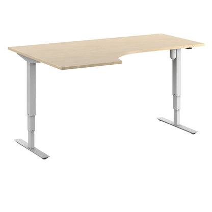 Atlanta desk, electrically height adjustable, corner, WxD 1800 x 1200 mm, birch/white, left.