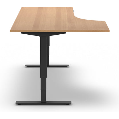 Atlanta desk, electrically height adjustable, corner, WxD 1800 x 1200 mm, beech/black, left.