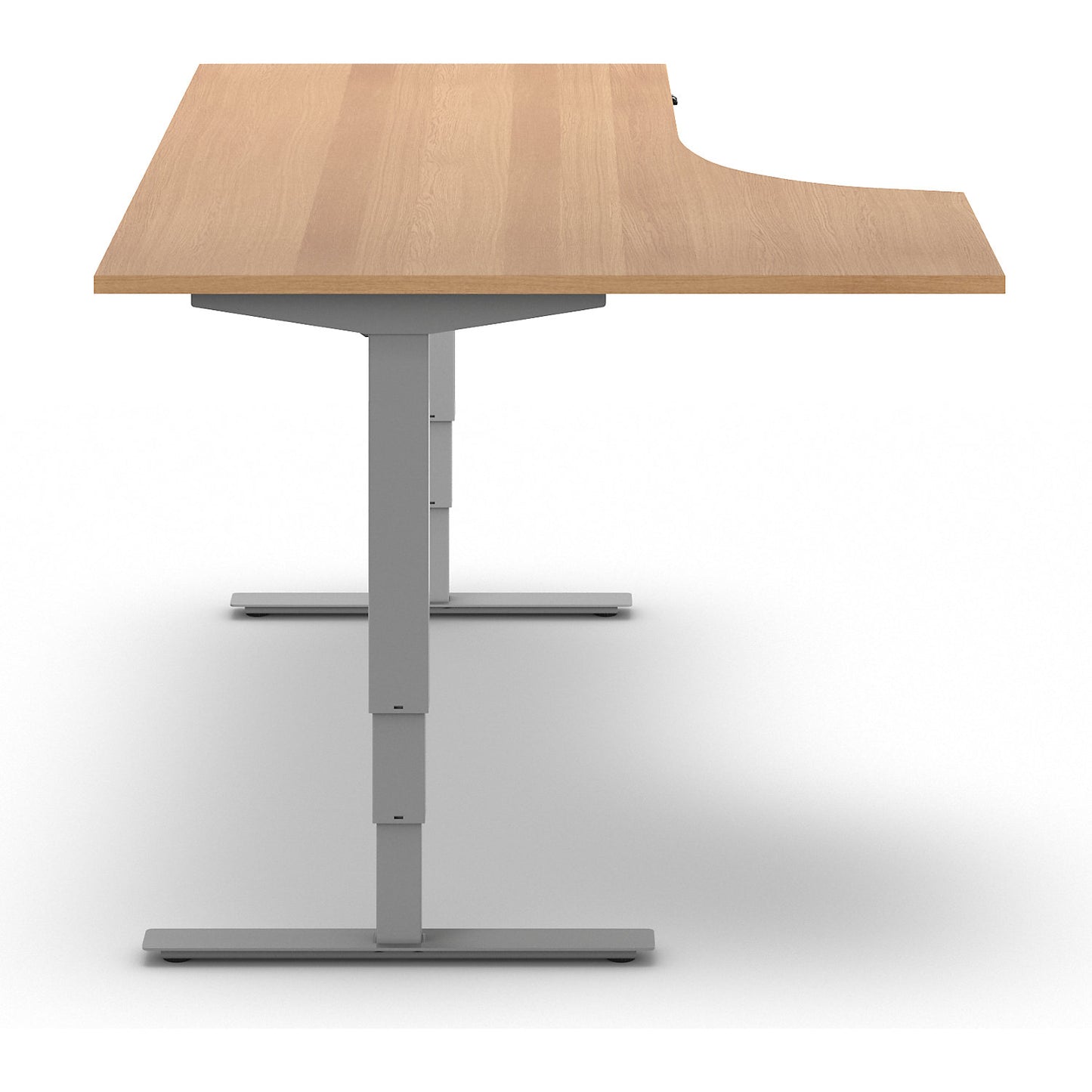 Atlanta desk, electrically height adjustable, corner, WxD 1800 x 1200 mm, beech/silver, left.