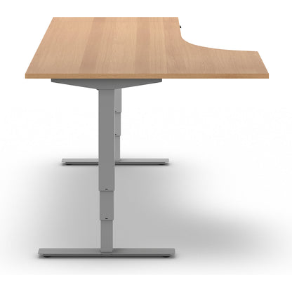 Atlanta desk, electrically height adjustable, corner, WxD 1800 x 1200 mm, beech/silver, left.