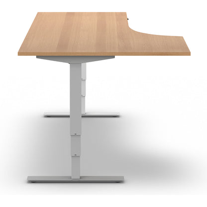 Atlanta desk, electrically height adjustable, corner, WxD 1800 x 1200 mm, beech/white, left.