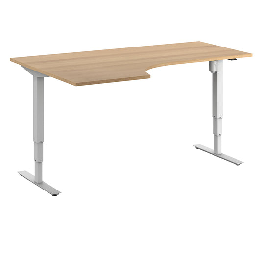 Atlanta desk, electrically height adjustable, corner, WxD 1800 x 1200 mm, beech/white, left.