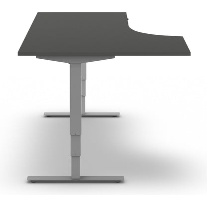 Atlanta desk, electrically height adjustable, corner, WxD 1800 x 1200 mm, dark grey/silver, left.