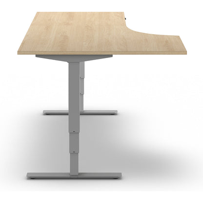 Atlanta desk, electrically height adjustable, corner, WxD 1800 x 1200 mm, oak/silver, left.